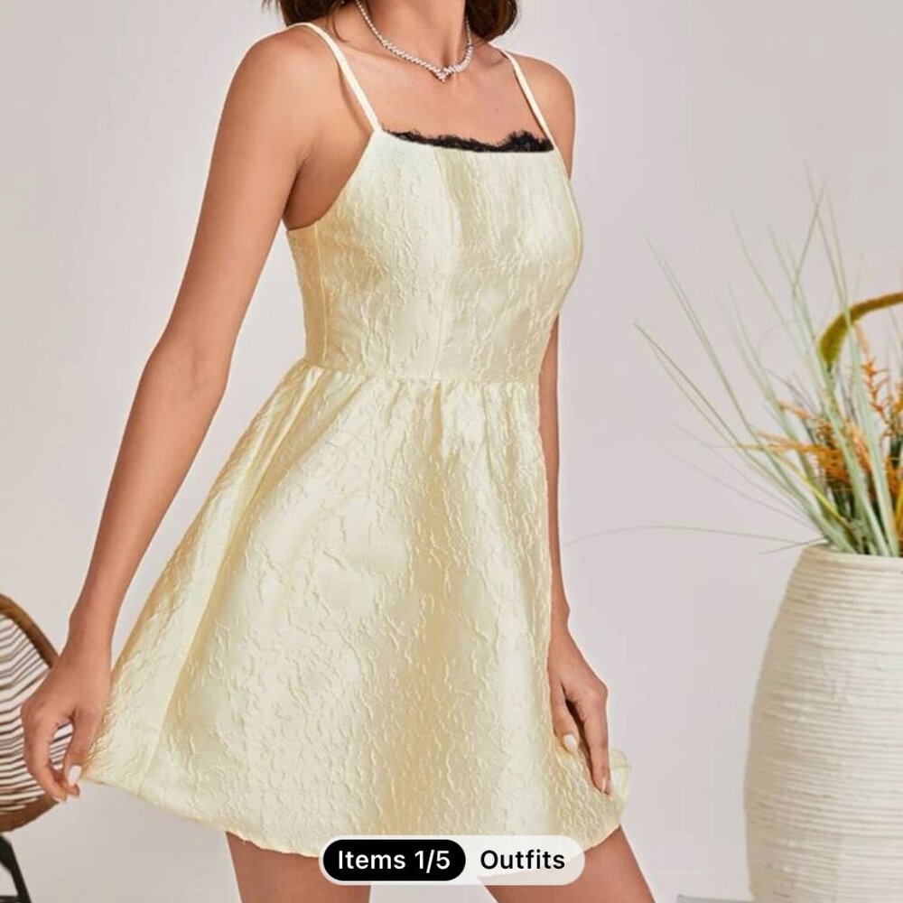 Dress: Yellow and Black lace : Shein- Size XL